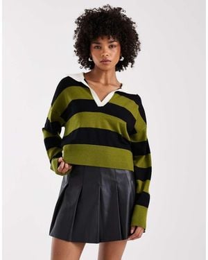 ONLY Stripes Knitted Polo - Green