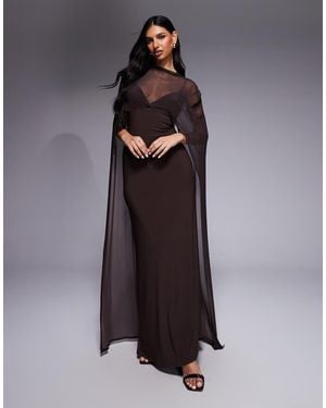 ASOS Exaggerated Cape Maxi Dress - Brown