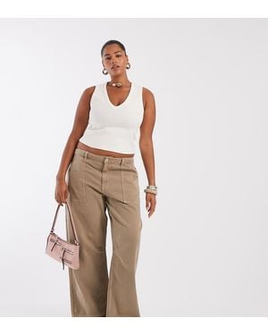 ASOS Asos Design Curve Cargo Trouser With Knee Seams - Brown