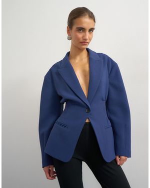 TOPSHOP Cinch Waist Blazer - Blue