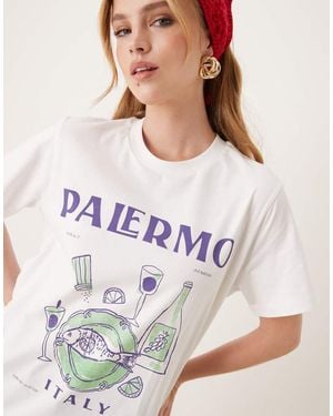 ASOS Regular Fit T-shirt With Palermo Graphic - White
