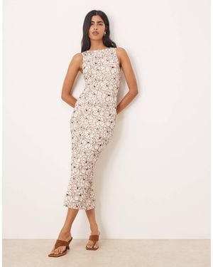 Motel Hoover Flock Maxi Dress - Natural
