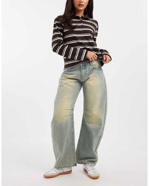 Edikted Cayden Low Rise Washed Barrel Jeans - Blue