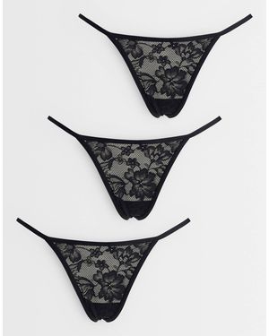 Cotton On 3 Pack Lace Thong Set - Metallic