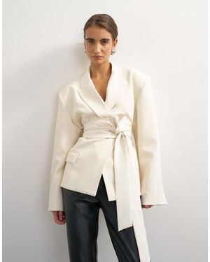 TOPSHOP Blazer Met Riem - Naturel
