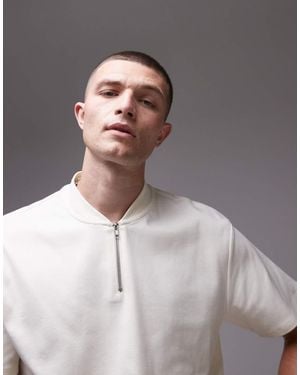 TOPMAN Polo Oversize Écru Con Zip - Multicolore