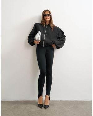 TOPSHOP Oversized Zip Up Bomber Jacket - Black
