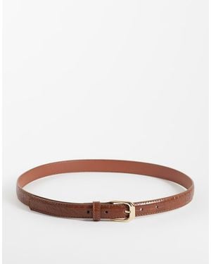 Mango Faux Croc Belt - Brown
