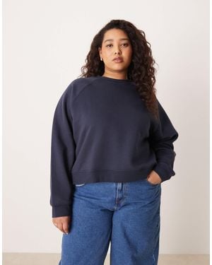 ASOS Asos Design Curve Oversized Brushback Sweatshirt With Raglan Detail - Blue