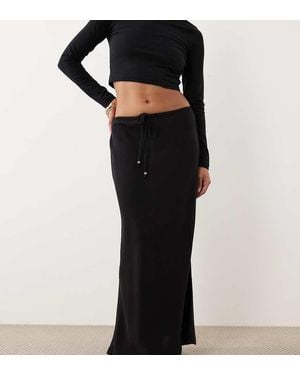 New Look Linen Blend Bias Midi Skirt - Black