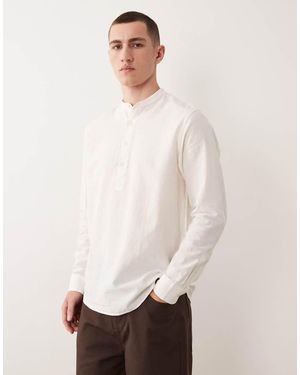 Jack & Jones Linen Blend Overhead Shirt - Natural
