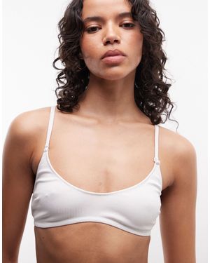 Weekday Seamless Rib Halterneck Soft Bra - Grey