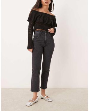 Abercrombie & Fitch Jeans Dritti Neri Con Doppia Fascia - Nero