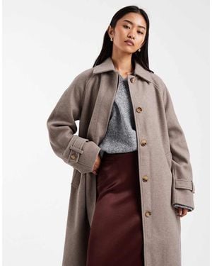 Pieces Clean Formal Maxi Coat - Brown