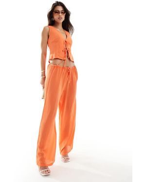 Kaiia Tie Waist Wide Leg Trousers - Orange