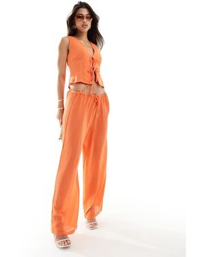 Kaiia Pantalones Naranjas De Pernera Ancha Con Lazada En La Cintura Exclusivos De (Parte De Un Conjunto)