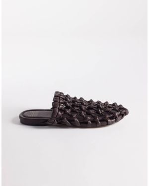 Bronx Ann-aya Woven Flat Mules - Brown