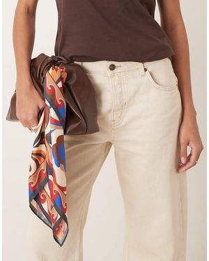 Mango Pañuelo Para Bolso Estampado De - Naranja