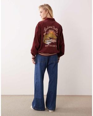 Polo Ralph Lauren Lined Back Embroide Cord Bomber Jacket - Blue