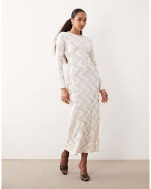 Ghospell Velvet Midaxi Dress - Natural