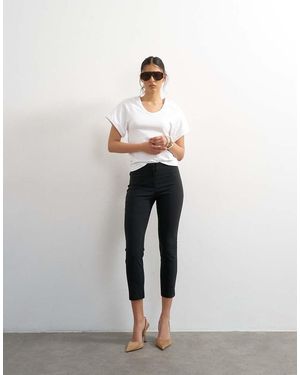 TOPSHOP Pantalones Capri 3/4 Negros De Bengalina - Blanco