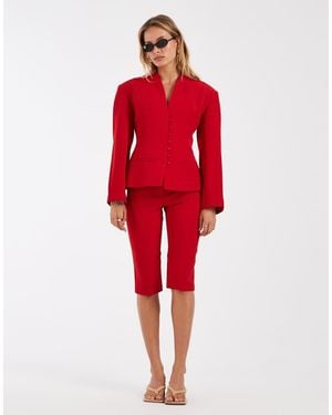 ASOS Pantalones De Sastre Capri Rojos Con Detalle De Botones
