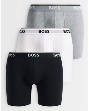 BOSS 3 Pack Power Boxer Briefs - Grey