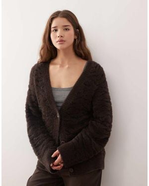 Monki Jacquard Knitted Cardigan - Black
