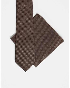 ASOS Cravatta Testurizzata E Fazzoletto Da Taschino - Marrone