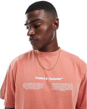 Pull&Bear T-Shirt Met Colours And Textures-Tekst - Roze