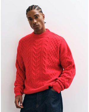 ASOS Knitted Super Oversized Chunky Cable Jumper - Red
