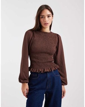 New Look Shirred Long Sleeve Top