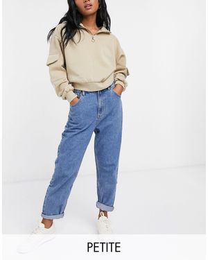 Pull&Bear Petite Elasticated Waist Mom Jean - Blue