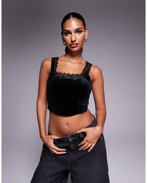 New Look – korsett-top aus samt - Grau