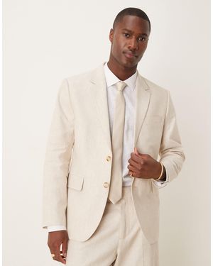 Abercrombie & Fitch Classic Single Breasted Linen Suit Blazer Co-ord - Natural