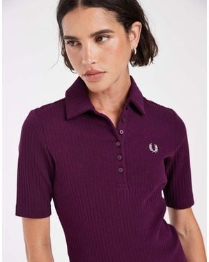 Fred Perry Polo De Canalé Ancho En-Morado