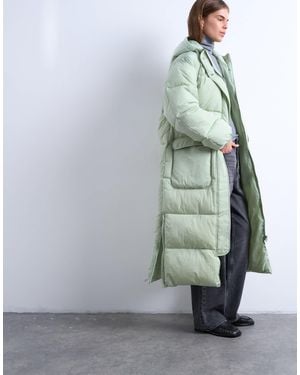 TOPSHOP Longline Techy Puffer Jacket - Gray