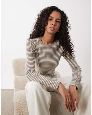 JJ Rebel Long Sleeved Striped Top - Brown
