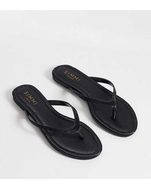 SIMMI Simmi London Selene Wide Fit Embellished Flip Flops - Black