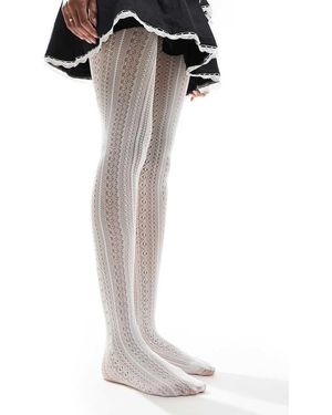 petit moments Pointelle Knit Tights - White