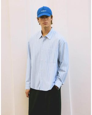 Pull&Bear Striped Long Sleeve Shirt - White