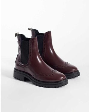 Barbour Fawne Leather Chelsea Boots - Purple