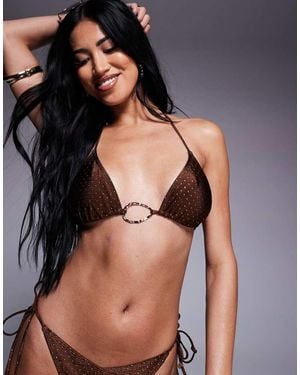 South Beach Studded Ring Bikini Top - Black