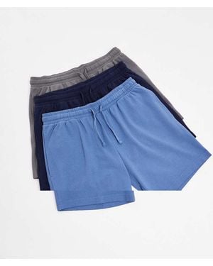 Threadbare 3-Pack Popcorn Textured Cotton Lounge Shorts - Blue