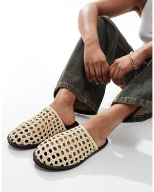 Free People Mules à enfiler en cuir tressé - babeurre - Noir