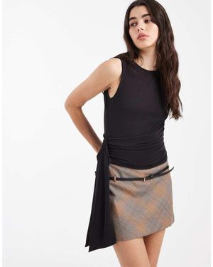 ASOS Tank Top With Ruched Drape Waist Detail - Grey