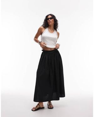 TOPSHOP Crinkle Cotton Laundered Full Skirt - White