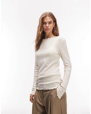 ARKET Jersey Boatneck Rib Babylock Top - White