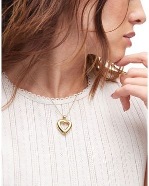 SEOL + GOLD Seol + 18kt Vermeil Puffed Heart Pendant Necklace - White
