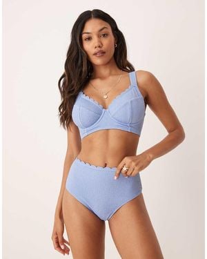 Peek & Beau Crinkle Underwire Bikini Top With Scallop Detail - Blue